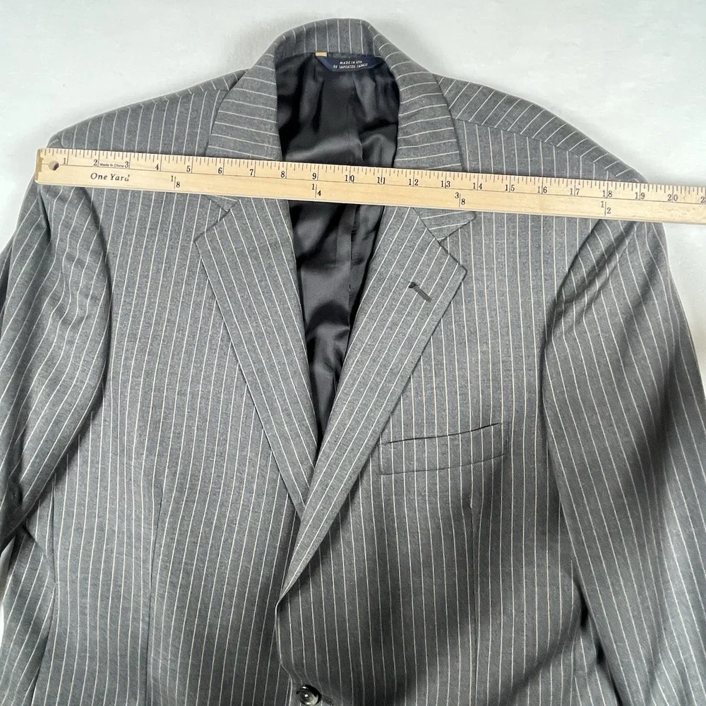 Brooks Brothers Blazer Mens 42L Gray Pinstripes 100% Wool Two Button USA Union